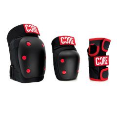 סט מגן משולש CORE Protection – אדום (ברכיים / מרפקים / פרקי יד)