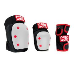 סט מגן משולש CORE Protection – לבן (ברכיים / מרפקים / פרקי יד)