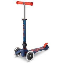 קורקינט 3 גלגלים לילדים Mini Micro Deluxe לד מתקפל כחול כהה