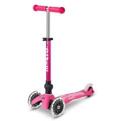 קורקינט 3 גלגלים לילדים Mini Micro Deluxe לד מתקפל ורוד